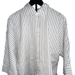 NEW Madewell Poplin Oversized Button-Up Shirt in Stripe – Women’s Size Large